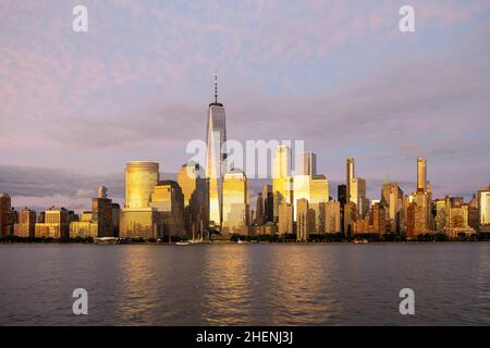 New York vue de Manhattan au crépuscule Banque D'Images