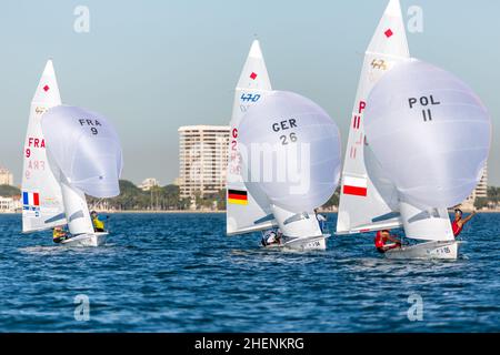 SÉRIE US Open Sailing - US Sailing.Série de la coupe du monde HEMPEL à Miami, Floride.Bateaux à voile. Banque D'Images