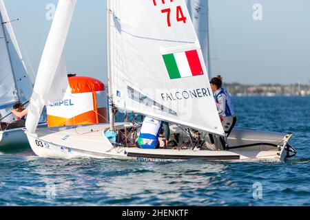 SÉRIE US Open Sailing - US Sailing.Série de la coupe du monde HEMPEL à Miami, Floride.Bateaux à voile. Banque D'Images