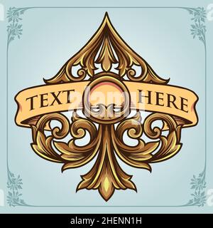 Décoration élégante en V avec bannière illustrations vectorielles vintage pour votre travail logo, t-shirt de mascotte, autocollants et étiquettes, affiche Illustration de Vecteur