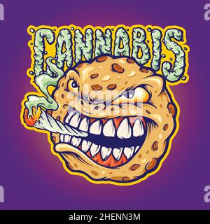 Biscuits fumée Cannabis Mascot illustrations vectorielles pour votre travail logo, t-shirt de marchandise de mascotte, autocollants et dessins d'étiquettes, affiche, cartes de vœux Illustration de Vecteur