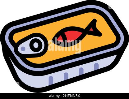 Poisson peut simple icône.Colorer l'illustration du poisson en conserve dans un style simple.Icône vectorielle pour la conception de sites Web isolée sur fond blanc. Illustration de Vecteur