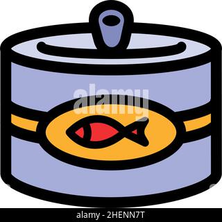 Poisson peut simple icône.Colorer l'illustration du poisson en conserve dans un style simple.Icône vectorielle pour la conception de sites Web isolée sur fond blanc. Illustration de Vecteur
