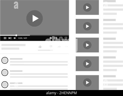 Modèle d'interface de lecteur vidéo de bureau.Modèle de conception d'interface de lecteur multimédia pour site Web, applications mobiles. Illustration de Vecteur
