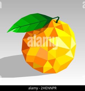 Orange frais, nutritif et savoureux.3D illustration.Ingrédients de fruits en technique de triangulation.Orange bas poly beau vecteur Illustration de Vecteur