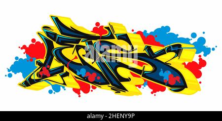 Résumé le mot de style artistique urbain Graffiti Street isolé laisse l'illustration vectorielle lettrage Illustration de Vecteur