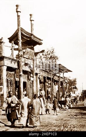 Scène de rue, Beijing, Chine, début 1900s Banque D'Images