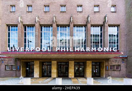 Entrée au Liverpool Philharmonic Hall Banque D'Images