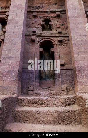 Vue extérieure des églises de l'ancienne Afrique à Lalibela Banque D'Images