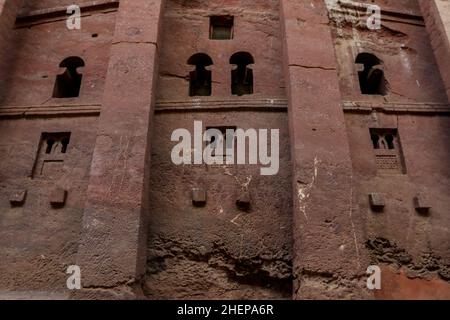 Vue extérieure des églises de l'ancienne Afrique à Lalibela Banque D'Images