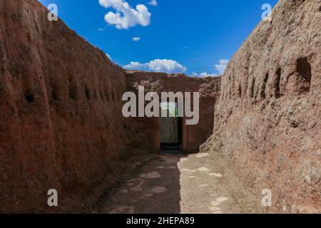 Vue extérieure des églises de l'ancienne Afrique à Lalibela Banque D'Images