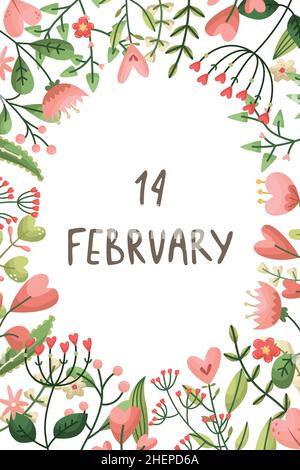 Ensemble vectoriel de cartes de vœux de Saint-Valentin.Style plat Illustration de Vecteur
