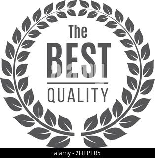 Badge de qualité supérieure avec couronne de Laurier.Signe Premium Illustration de Vecteur