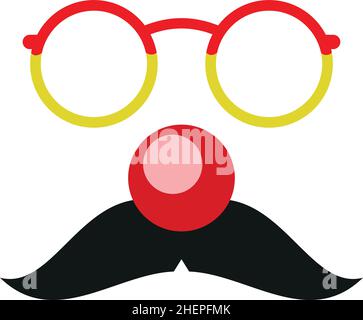 Nez clown avec moustache et lunettes amusantes.Masque de fête Illustration de Vecteur