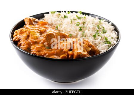 Poulet au beurre indien isolé sur fond blanc Banque D'Images