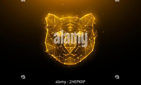 Illustration vectorielle polygonale d'une tête de tigre sur fond sombre.Le concept de chat sauvage dans un style géométrique.Symbole de 2022. Illustration de Vecteur