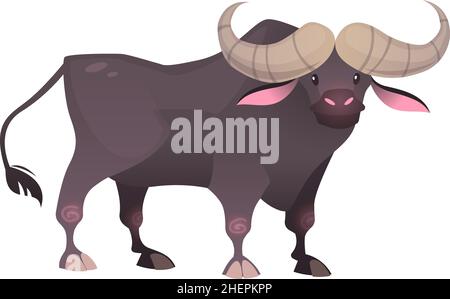 Icône Buffalo.Bétail sauvage africain.Gros bison Illustration de Vecteur