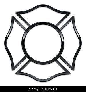 base du logo vierge du service incendie, élément de garniture noir chromé, vecteur isolé sur fond blanc Illustration de Vecteur