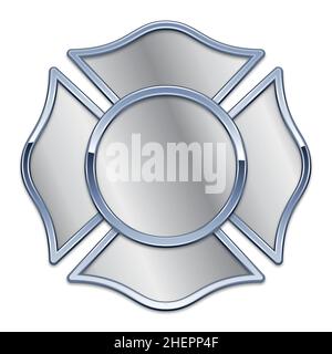 logo vierge de la base du rayon incendie argent avec garniture chromée vectorielle isolée sur fond blanc Illustration de Vecteur