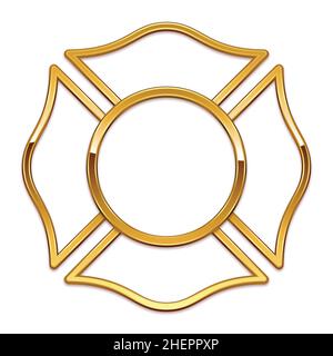 base du logo vierge du service des incendies, garniture chromée dorée, uniquement vectorielle isolée sur fond blanc Illustration de Vecteur