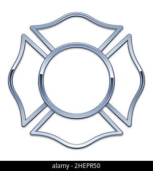 Logo vierge du service des incendies, base, garniture chromée argentée, vecteur isolé sur fond blanc Illustration de Vecteur