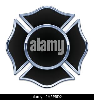 logo anti-incendie vierge noir, garniture chromée à base vectorielle isolée sur fond blanc Illustration de Vecteur