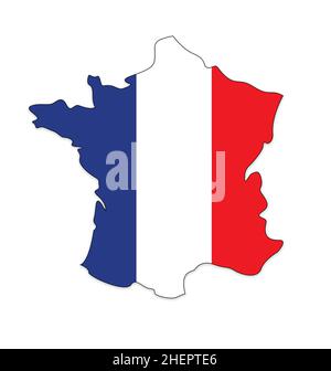 carte de france simplifiée avec vecteur drapeau français isolé sur fond blanc Illustration de Vecteur