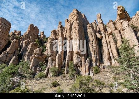 Rochers pittoresques dans le parc national de Chiricahua, Arizona, États-Unis Banque D'Images