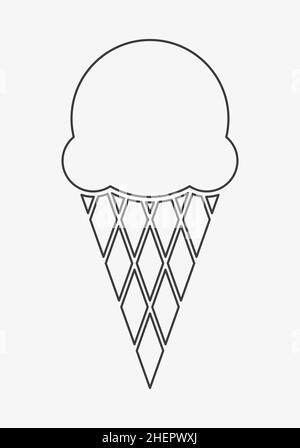 Icône de contour du vecteur de crème glacée sur fond blanc Illustration de Vecteur