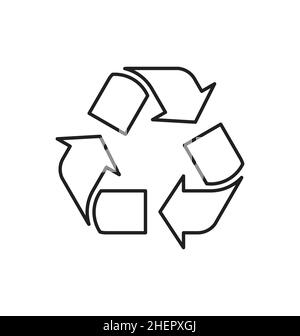 triangle classique recycle logo contour linéart vecteur isolé sur fond blanc Illustration de Vecteur