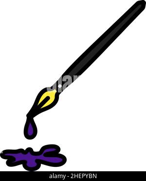 Stylo plume avec icône Blot.Contour gras modifiable avec Color Fill Design.Illustration vectorielle. Illustration de Vecteur
