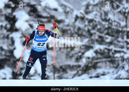 Ruhpolding, Allemagne.12th janvier 2022.Biathlon: Coupe du monde, sprint 7,5 km, femmes.Vanessa Voigt d'Allemagne sur la piste.Credit: Sven Hoppe/dpa/Alay Live News Banque D'Images