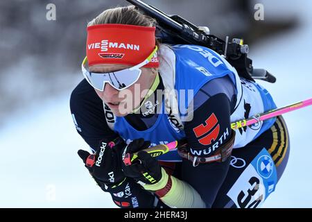 Ruhpolding, Allemagne.12th janvier 2022.Biathlon: Coupe du monde, sprint 7,5 km, femmes.Franziska Hildebrand d'Allemagne sur la piste.Credit: Sven Hoppe/dpa/Alay Live News Banque D'Images