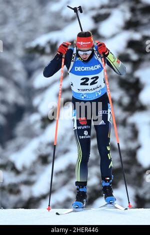 Ruhpolding, Allemagne.12th janvier 2022.Biathlon: Coupe du monde, sprint 7,5 km, femmes.Vanessa Voigt d'Allemagne sur la piste.Credit: Sven Hoppe/dpa/Alay Live News Banque D'Images