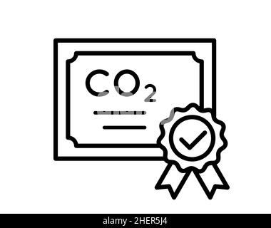 Icône Cap et permis d'échange.Limite d'émission.Système de commerce du carbone.Réduire les émissions de gaz à effet de serre.Contrôle de la pollution.Vecteur Illustration de Vecteur