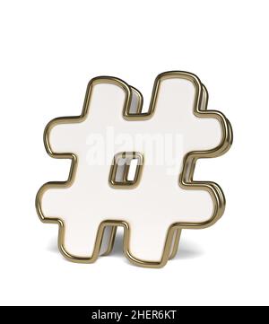 Symbole hashtag sur fond blanc.3D illustration. Banque D'Images