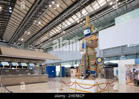 Bangkok, Thaïlande - janvier 2022 : aéroport de Suvarnabhumi à Bangkok, Thaïlande, également connu sous le nom d'aéroport de Bangkok. Banque D'Images