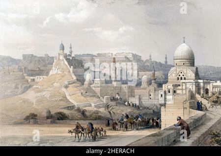 Citadelle du Caire, la résidence de la Pashia.Après une œuvre de l'artiste écossais David Roberts, 1796-1864 ans, et du lithographe belge Louis Haghe, 1806-1885.Du volume 6 de la Terre Sainte, Syrie, Idumea, Arabie, Egypte,Et Nubia.Les six volumes ont été publiés entre 1842 et 1849. Banque D'Images