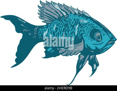 Illustration vectorielle de poissons décoratifs.Poisson tiré à la main. Illustration de Vecteur