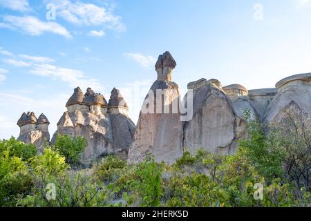 Cheminées de fées dans la vallée de Pasabag ou la vallée de Monks, Zelve Open Air Museum à Cappadoce, Turquie.Rochers en forme de champignons connus sous le nom de cheminées de fées. Banque D'Images