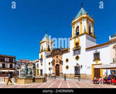 Plaza del Socorro, Ronda, un des villages blancs, Ronda, Andalousie, Espagne Banque D'Images