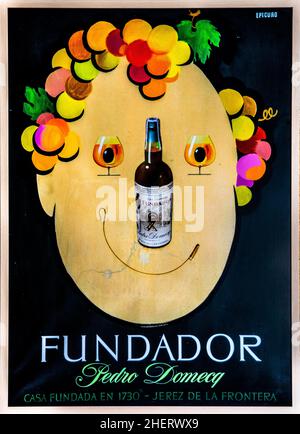 Musée avec de vieilles affiches publicitaires, Bodega Pedro Domecq, Jerez, Jerez, Andalousie,Espagne Banque D'Images