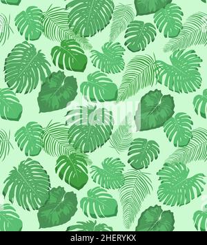 Motif sans coutures pour les plantes de la jungle.La monstère tropicale laisse un arrière-plan de mode. Illustration de Vecteur