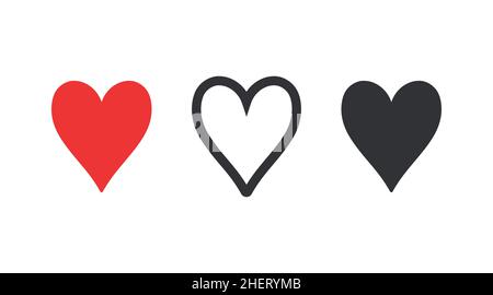 Jeu d'icônes en forme de cœur.Variations de forme cardiaque allongée du vecteur. Illustration de Vecteur
