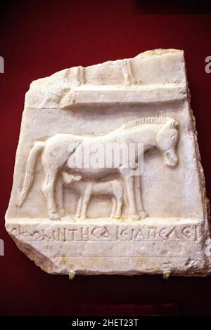 Tablette d'argile d'un cheval-garçon, 2nd siècle AC.Musée des civilisations anatoliennes, Ankara, Turquie, Ankara, Turquie Banque D'Images