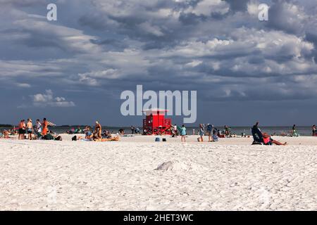 Sarasota, Floride, États-Unis.Vue aérienne sur la ville.Plage publique de Sarasota avec sable blanc.Sarasota sites touristiques. Banque D'Images