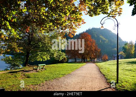 Couleurs d'automne à Bled Resort, Slovenja, Europe Banque D'Images