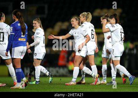 Georgia Stanway de Manchester City célèbre le troisième but du match de sa partie lors du match de la coupe de la Ligue continentale des femmes de la FA au stade Pirelli, Burton.Date de la photo: Mercredi 12 janvier 2022. Banque D'Images