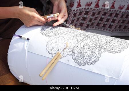 dentelle bobin pour un gros plan à l'extérieur Banque D'Images