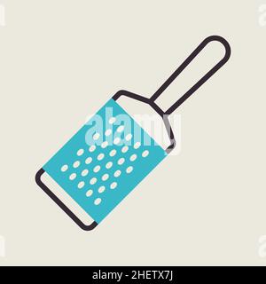 Râpe à main en métal pour fromage vectoriel couleur icône plate.Appareil de cuisine.Symbole graphique pour la conception du site Web de cuisine, le logo, l'application, l'interface utilisateur Illustration de Vecteur